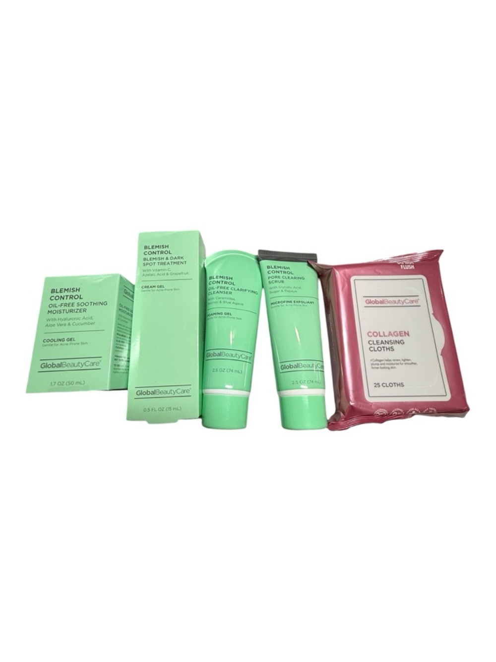 Global Beauty Care Blemish Control Skincare Set Cleanser Moisturizer Scrub NWT